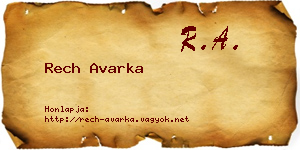Rech Avarka névjegykártya
